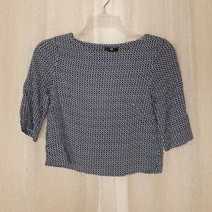 H & M Blue, White and Black Crop Blouse